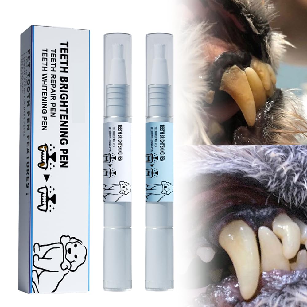 Fiopet 2024 New Pet Toothbrush Pen, Upgrade Dog Teeth Cleaning Pen Pet Teeth Repairing Kit, Cat/Dog Tooth Whitening & Cleaning Teeth Brightening Pen for Dog Cats Dental Care Fresh Breath (1)