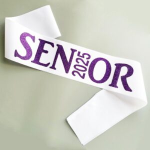 Senior Sash 2025 Purple,White Senior Cheer Sashes Class of 2025 Graduation Celebration Class Competition Sash Party Supplies 6 Pack