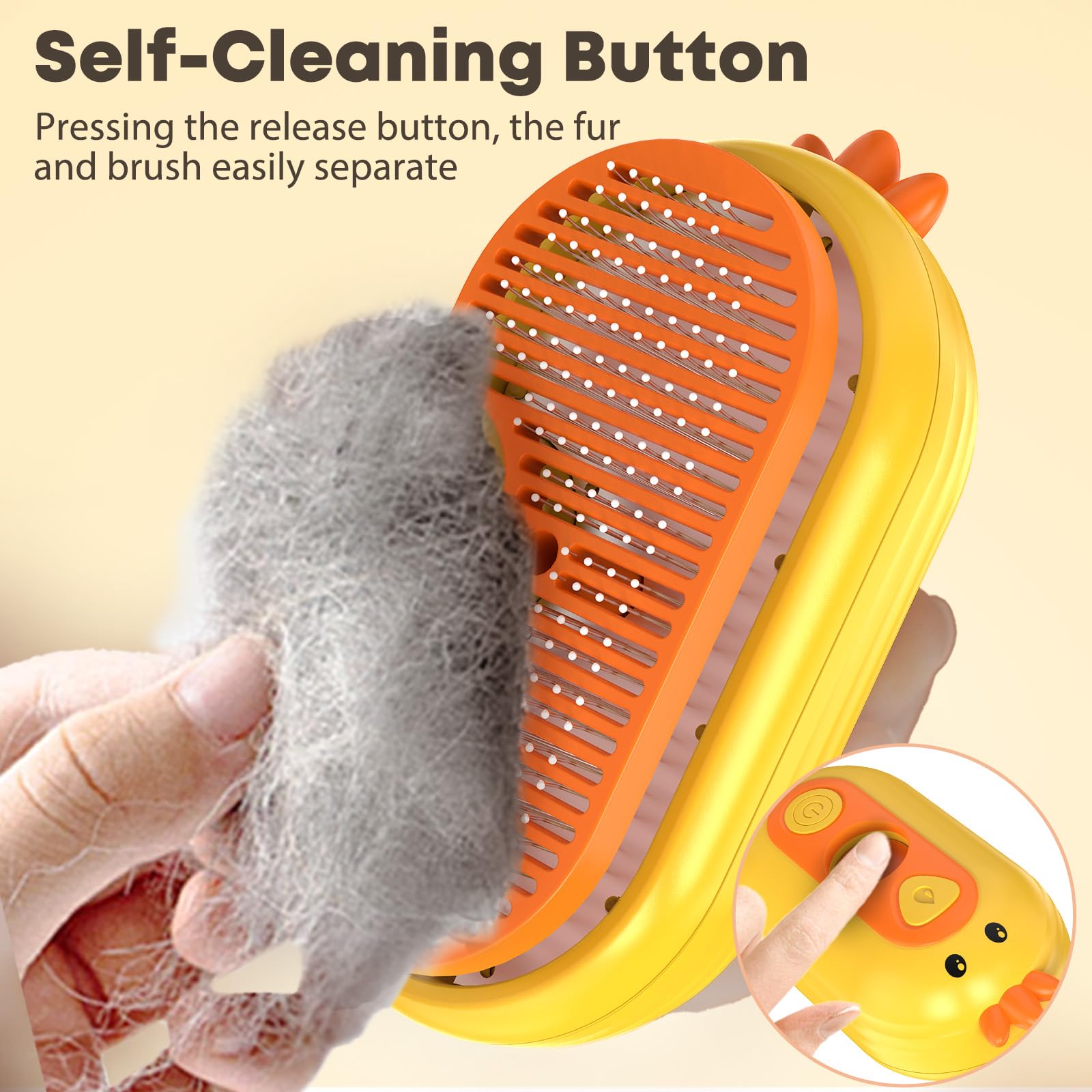 Cat Steam Brush for Shedding, Steam Brush for Cats with Release Button, 3in1 Self Cleaning Cloud Care Cat Hair Brush, Rechargeable Cat Deshedding Brush with Steam for Long & Short Haired Cats and Dogs