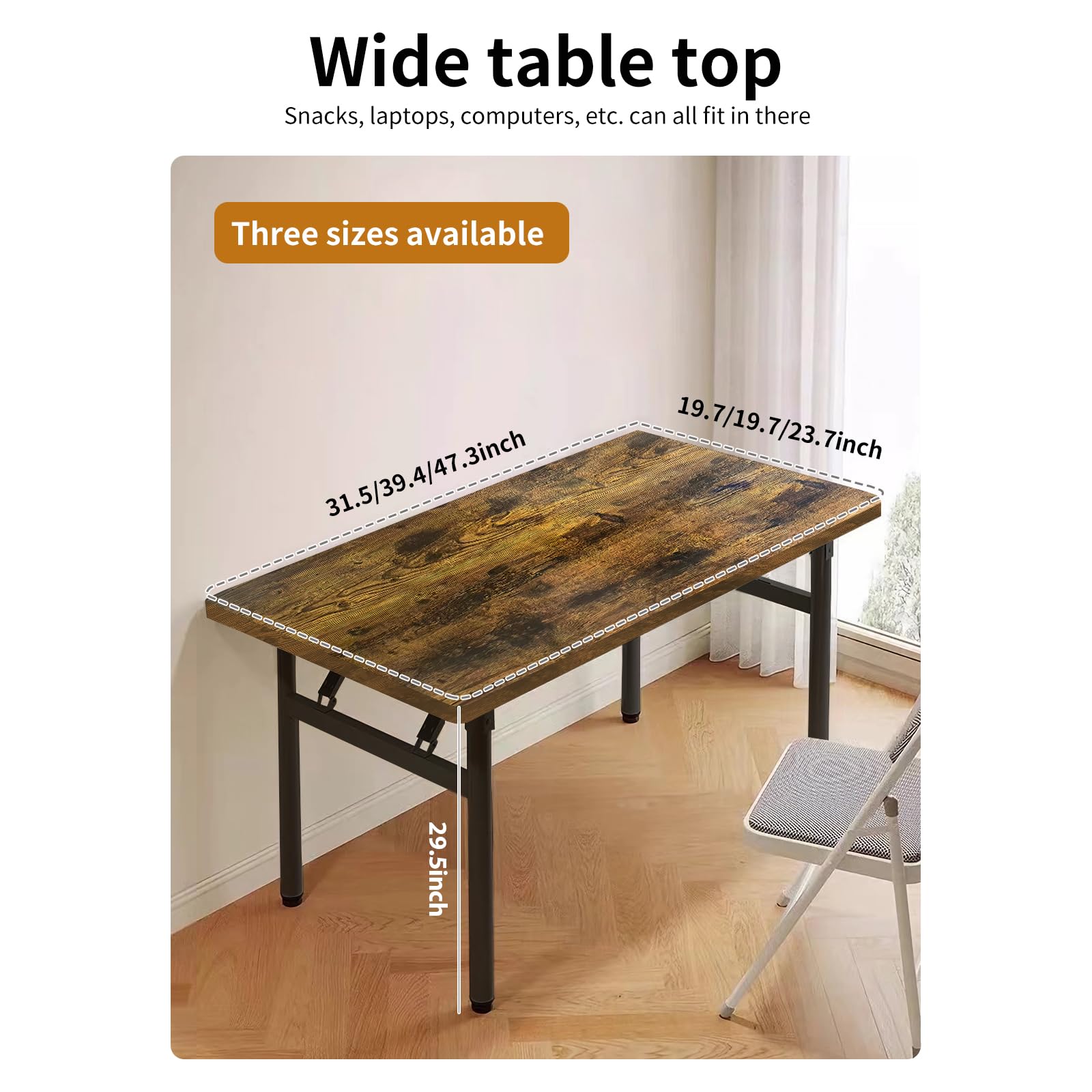 HDHNBA Modern Simple Style PC Table Folding Desk No Assembly Required, Writing Computer Desk