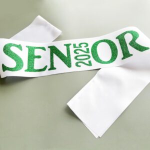 Senior Sash 2025 Green,White Senior Cheer Sashes Class of 2025 Graduation Celebration Class Competition Sash Party Supplies 6 Pack