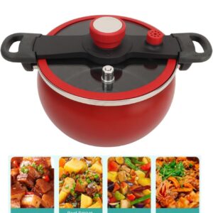 7L Pressure Cooking Pot Anti Stick Heat Resistant Pressure Cooker Binaural Clip Quick Cooking Pot with Visual Pot Lid for Induction, Gas Stove, Electric Stove (Red)