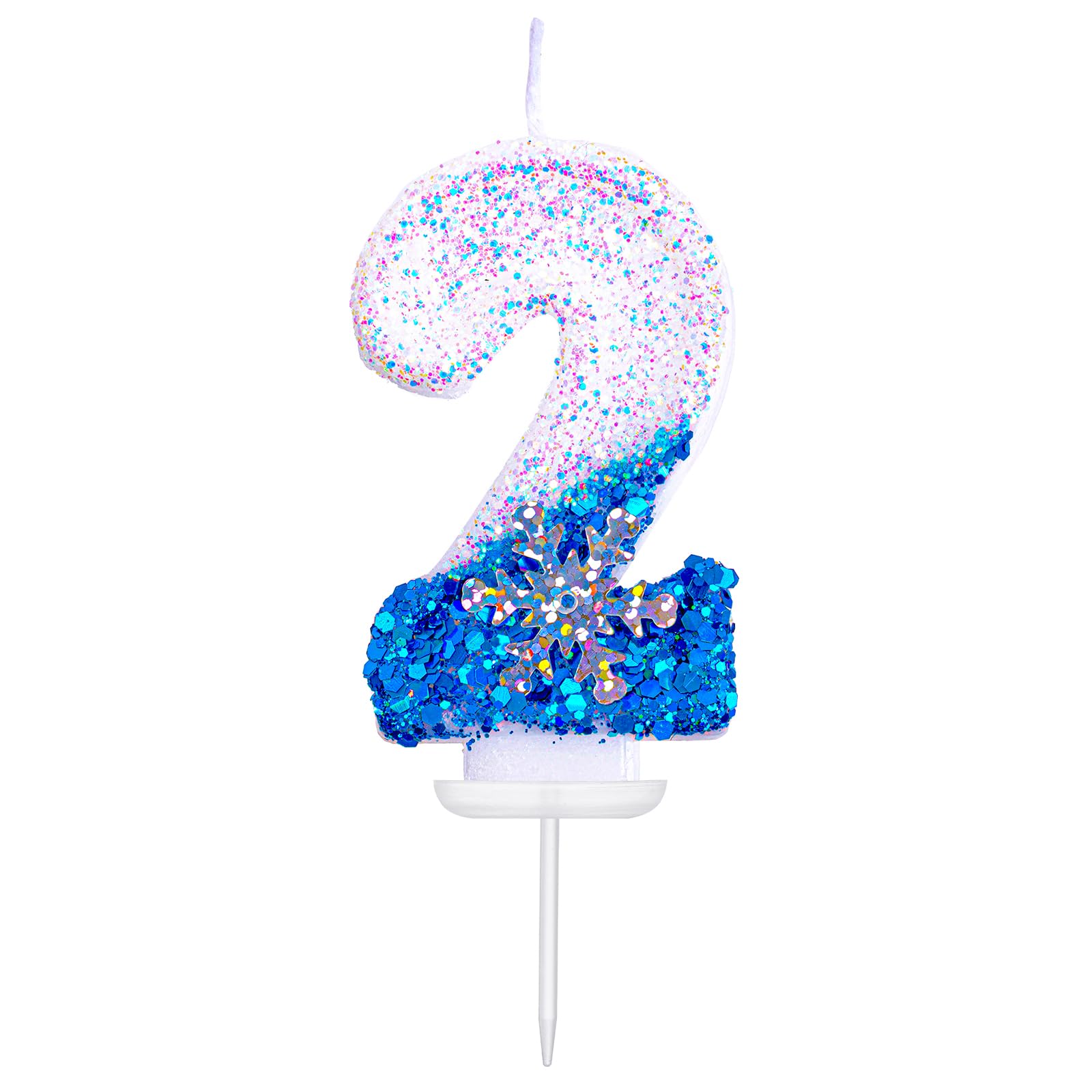 Frozen Birthday Sparkler Candles for Birthday Cake, Snowflake Number 2 Candle, Frozen Cake Toppers Frozen Birthday Party Decorations