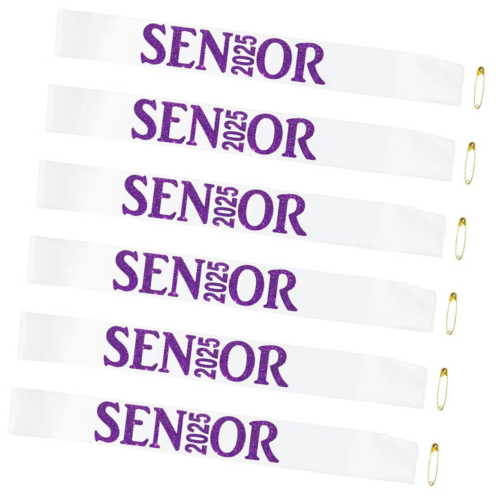 Senior Sash 2025 Purple,White Senior Cheer Sashes Class of 2025 Graduation Celebration Class Competition Sash Party Supplies 6 Pack