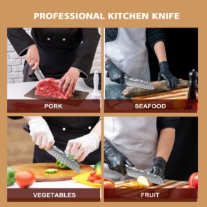 MDHAND 7" Santoku Knife – Ultra Sharp Japanese Chef Knife - Forged High Carbon German Stainless Steel Chopping Knife with Ergonomic Pakkawood Handle Design, Gifts for Women and Men