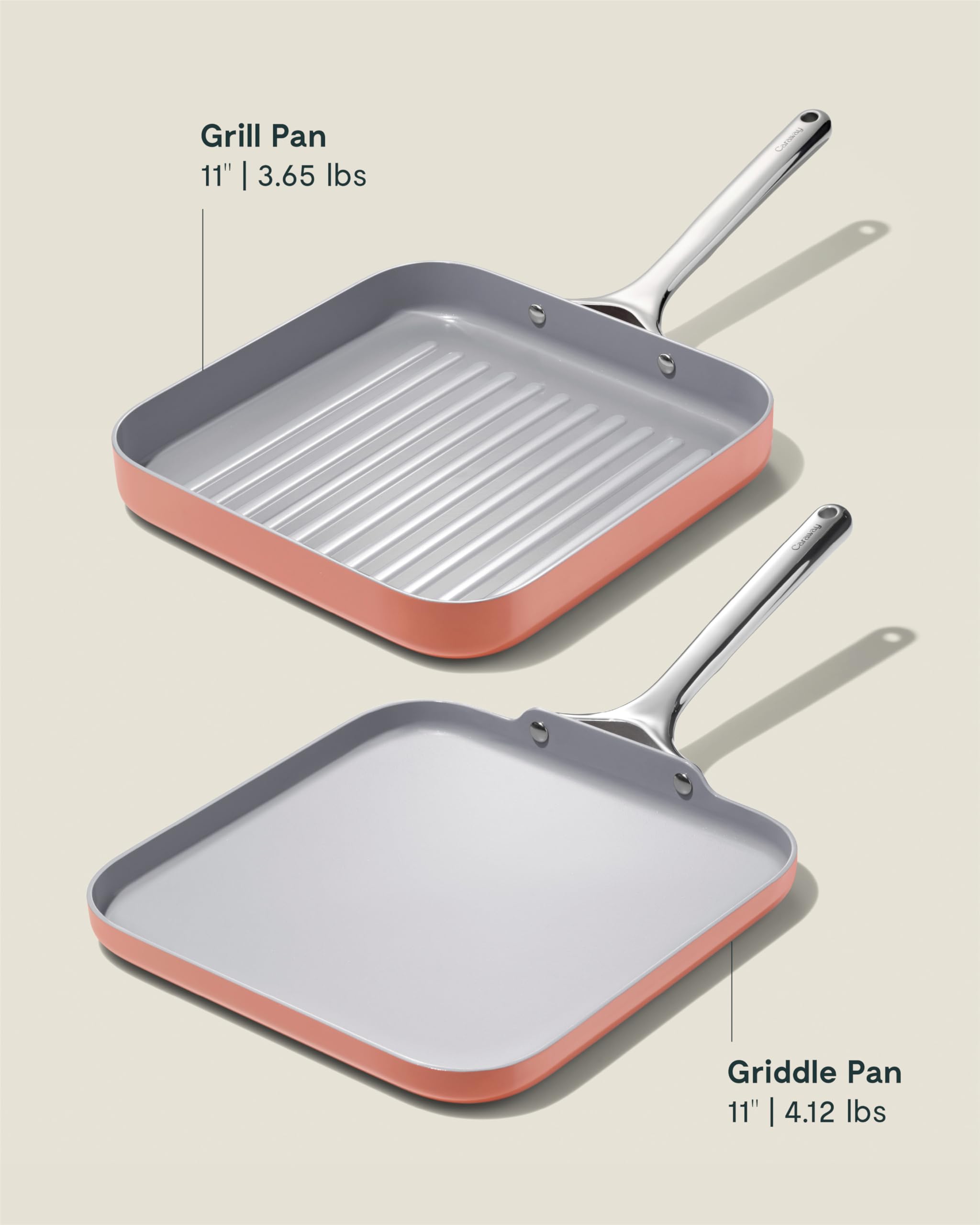 Caraway Griddle Pan & Grill Pan Duo - Non-Stick Ceramic Coated - Non Toxic, PTFE & PFOA Free - Oven Safe & Compatible with All Stovetops – Perracotta