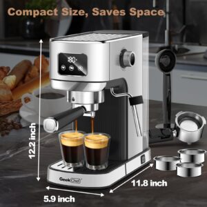 Geek Chef Espresso and Cappuccino Machine, Stainless Steel Espresso Coffee Machine with Removable Water Tank, Prefect Gift for Dad Mom