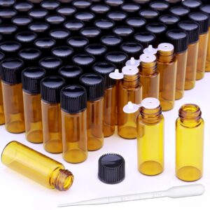 matifaner 120packs 5ml (1/6 oz) essential oil bottles 5ml essential oil jars, small essential oil bottles, 5ml glass bottles, small oil vial sample bottles, essential oil bottles amber (oil-5ml)