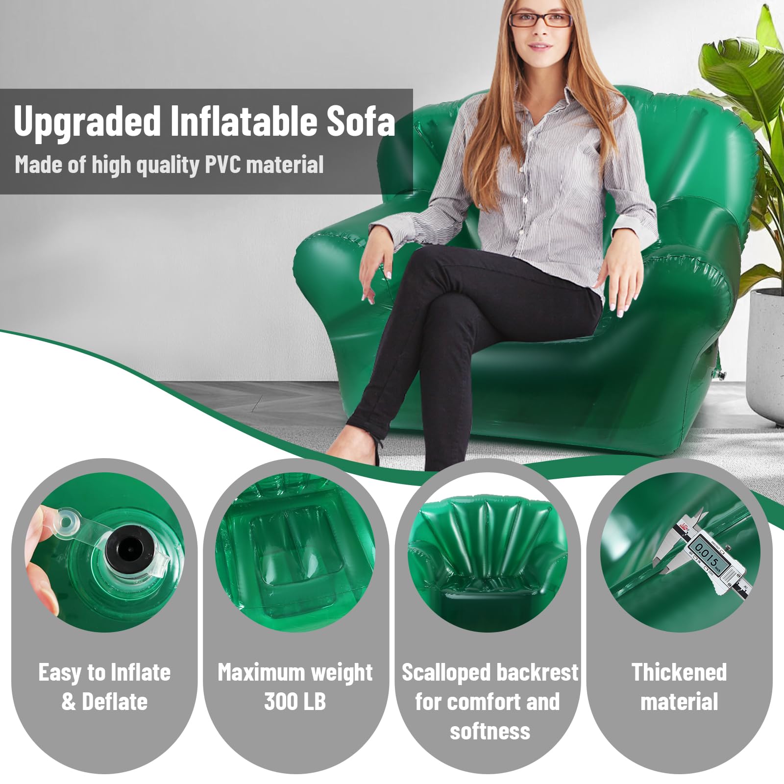 UAYBABU Inflatable Chair, Portable Inflatable Sofa, Indoor/Outdoor Inflatable Furniture for Bedroom, Living Room, Patio, Office, Beach, Travel, Party and Events, Maximum Weight Capacity 300lbs