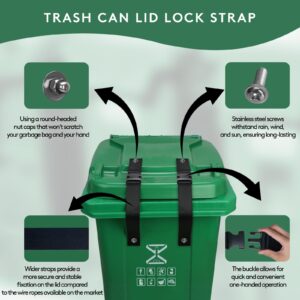 2PCS Trash Can Lid Lock - Universal Trash Can Locks for Animals, Non-elastic Bear Proof Trash Can Strap,Outdoor Trash Can Lock for Raccoons, Squirrels, Bears, Garbage Can Lock Belt Stop from Rummaging