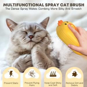 Cat Steam Brush for Shedding, Steam Brush for Cats with Release Button, 3in1 Self Cleaning Cloud Care Cat Hair Brush, Rechargeable Cat Deshedding Brush with Steam for Long & Short Haired Cats and Dogs