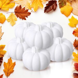 wonderjune 6 sets thanksgiving artificial pumpkins harvest fall decoration autumn home decoration with cards for fall themed party(white)