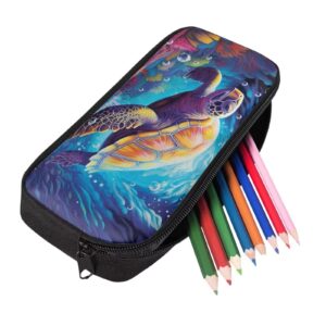 Drnuikhe Sea Turtle Large Capacity Pencil Pouch for Boys Girls, Pencil Case for Girls Teen Boys,Office Desk Soft Organizers Small Makeup Bag