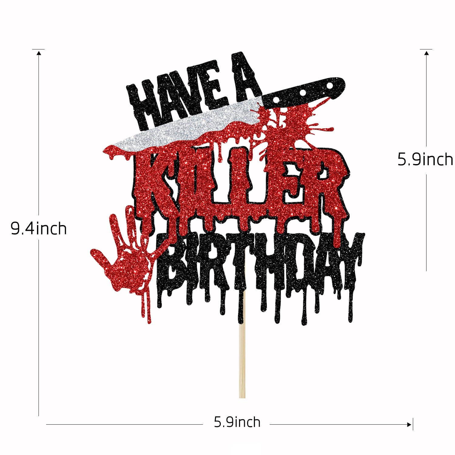 Have a Killer Birthday Cake Topper, Halloween Themed Birthday Cake Decorations, Horror Movie Party Decor, Halloween Zombie Vampire Party Decoration Supplies Glitter