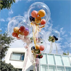 JoyMercado 25PCS Clear Balloons for Stuffing 22inch Wide Neck Large BoBo Balloons Wide Opening Fillable Bubble Balloons for Wedding Birthday Easter Baby Shower Christmas Party Decorations (25Packs)