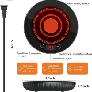 Coffee Mug Warmer, Electric Cup Warmer for Desk Office Home Use, Mug Warmer with 2 Settings, 8-Hours Auto Shut Off, Warmer Heating Plate, Electric Beverage Warmer for Cocoa, Tea, Milk (No Cup)