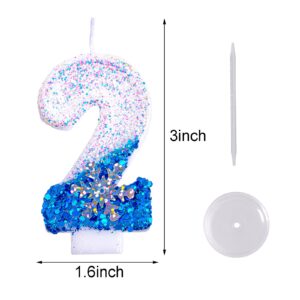 Frozen Birthday Sparkler Candles for Birthday Cake, Snowflake Number 2 Candle, Frozen Cake Toppers Frozen Birthday Party Decorations