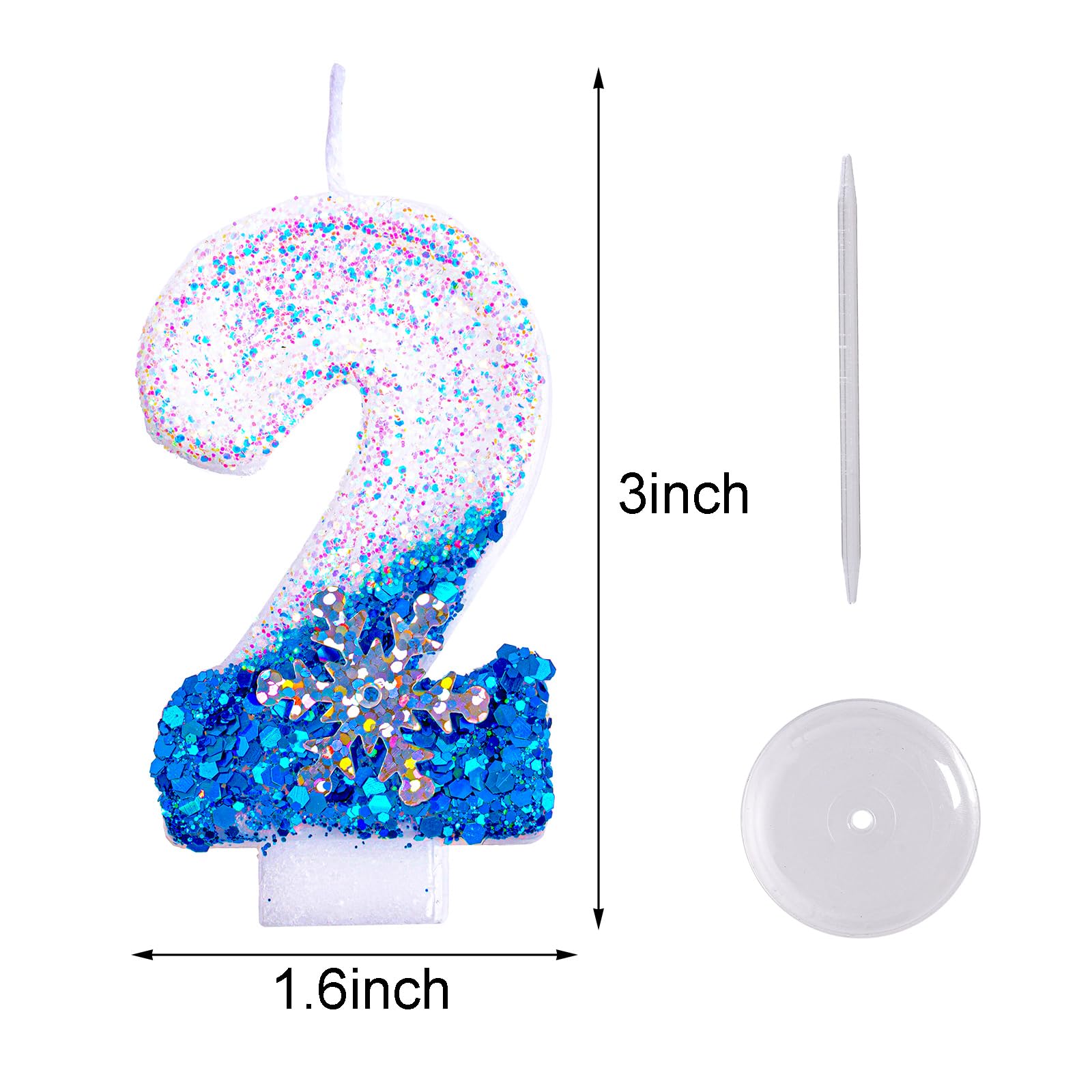 Frozen Birthday Sparkler Candles for Birthday Cake, Snowflake Number 2 Candle, Frozen Cake Toppers Frozen Birthday Party Decorations