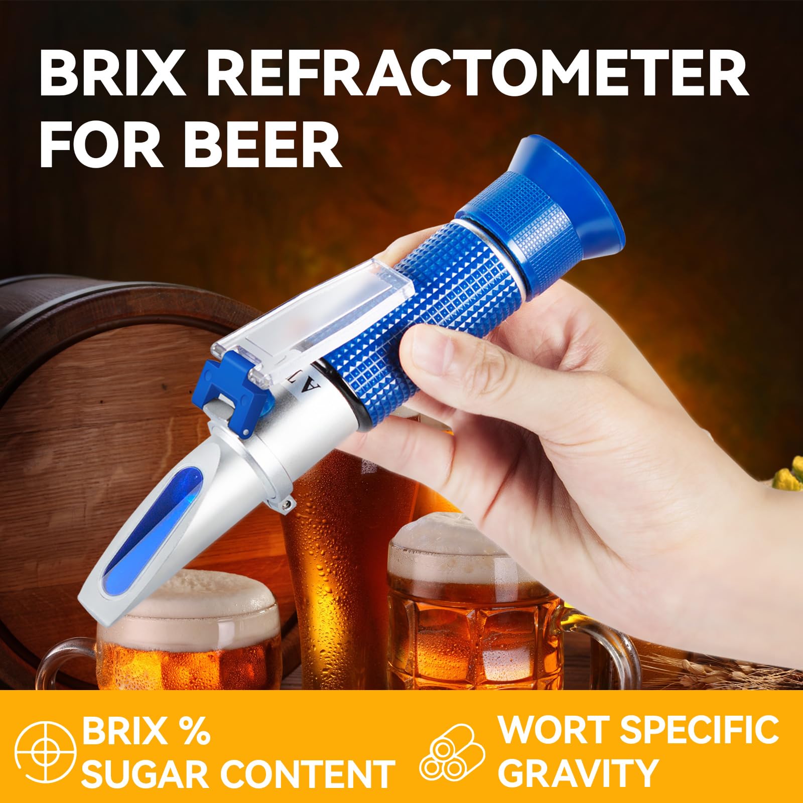 NEEBETEK Brix Refractometer with ATC,Wort Specific Gravity Tester,Portable Sugar Content Hydrometer for Wine Making and Beer Brewing, Homebrew Kit