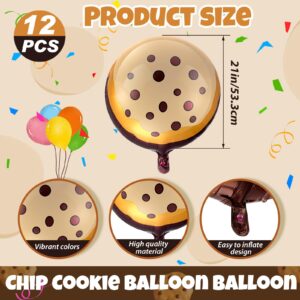 RoundFunny 12 Pcs 21 Inch Chocolate Chip Cookie Balloons Foil Party Balloons Bulk Balloons Decor for Birthday Party Baby Shower Theme Decorations Supplies (Butter Cookie)