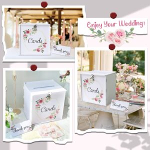 GUDELAK White Wedding Card Box with Lock, PVC Gift Card Box for Wedding Decorations, Money Index Card Box for Party Reception Anniversary Honeymoon Fund Bridal Baby Shower