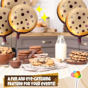 RoundFunny 12 Pcs 21 Inch Chocolate Chip Cookie Balloons Foil Party Balloons Bulk Balloons Decor for Birthday Party Baby Shower Theme Decorations Supplies (Butter Cookie)