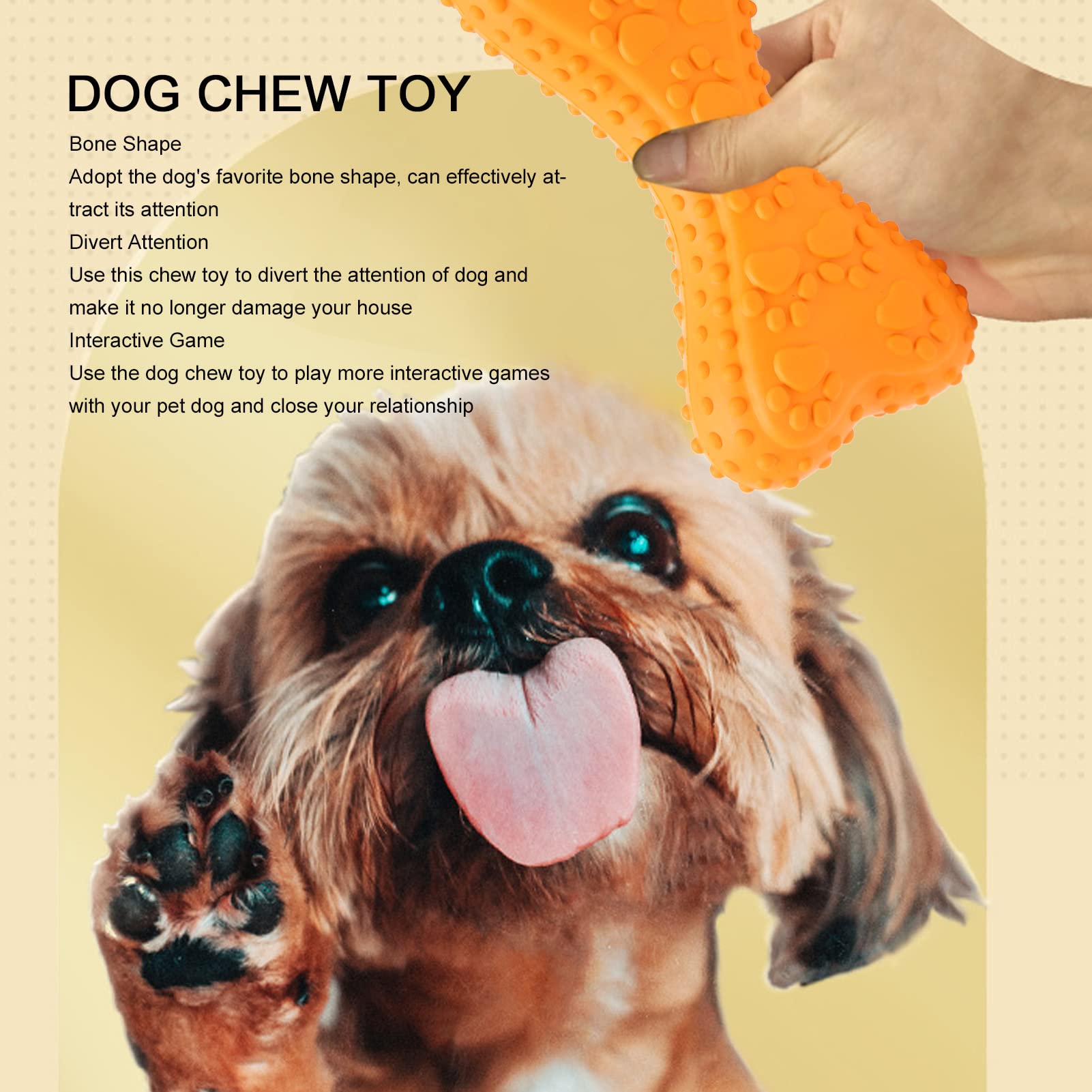 COSMICROWAVE Dog Chew Toy, Dog Toothbrush Dental Chew Bone Toy, Dog Chew Toys Indestructible, Bone Shape Rubber Safe Eco Friendly Teeth Cleaning Retraining Bad Behavior Pet Teething Toy