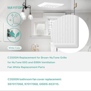 MAYITOP C350GN Bathroom Vent Cover With Springs Replacement Bathroom Ceiling Fan Grille Cover For Broan-NuTone C350GN Grille for NuTone 695 and 696N Ventilation Fan (White) 8.75" x 9.125"