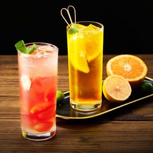 FrutPunch Highball Glasses Set of 2, 10 OZ Drinking Glasses, Lead-Free Crystal Cocktail Glasses, Water Glasses for Juice, Cocktails, Wine, Iced Tea, Mojitos Glassware Set