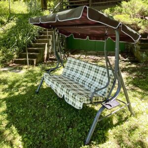 LZBMIEF Swing Canopy Replacement, Swing Chair 2/3 Seater Canopy Cover Waterproof Porch Garden Hammock Top Cover for Outdoor Patio Garden Furniture Swing Chair (Coffee, 76.7"x49.2"x5.9")