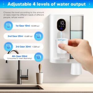 DeeWaves Automatic Mouthwash Dispenser for Bathroom,20.29 Fl Oz Smart MouthWash Dispenser for Kids and Adult with Magnetic Cups, 4 Dispensing Levels,LED Screen,Wall Mounted Dispenser,USB Rechargeable