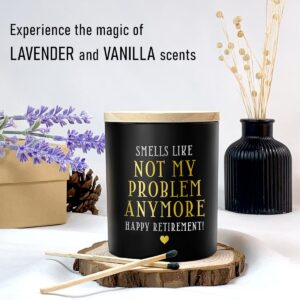 Retirement Gift for Woman, Man 2024-10 oz Soy Wax, Lavender Vanilla Retired Candle - Funny Coworker Leaving Gifts, Smells Like Its Not My Problem Anymore Candle for Teacher, Nurse, Boss, Friends