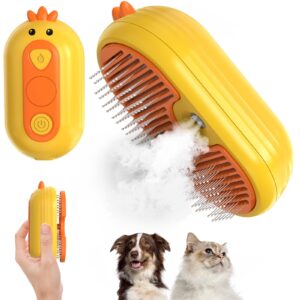 cat steam brush for shedding, steam brush for cats with release button, 3in1 self cleaning cloud care cat hair brush, rechargeable cat deshedding brush with steam for long & short haired cats and dogs