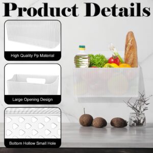 6 Pack Storage Organizer Bins Wall Mounted Organizer Basket Stackable Fridge Cabinet Door Bin Plastic Hanging Baskets with Self-adhesive Hooks for Kitchen Bathroom Pantry Freezer Under Sink - BPA Free