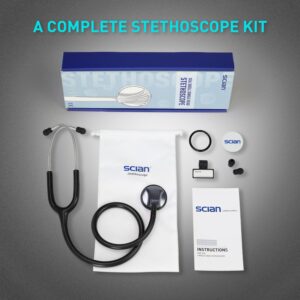 SCIAN Stethoscope - Single Head Cardiology Stethoscopes for Nurses, Doctors and Nursing School Students, Ideal for Blood Pressure Monitoring Home Diagnostics Medical Supplies, Black