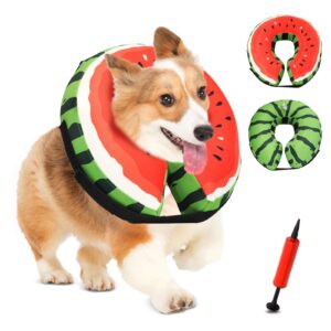 ipetstation dog cone collar after surgery,waterproof fabric comfy pillow,dog cone alternative,inflatable dog collars e collar elizabethan collar for dogs (red-green, m(neck:9.84”-14.17”))