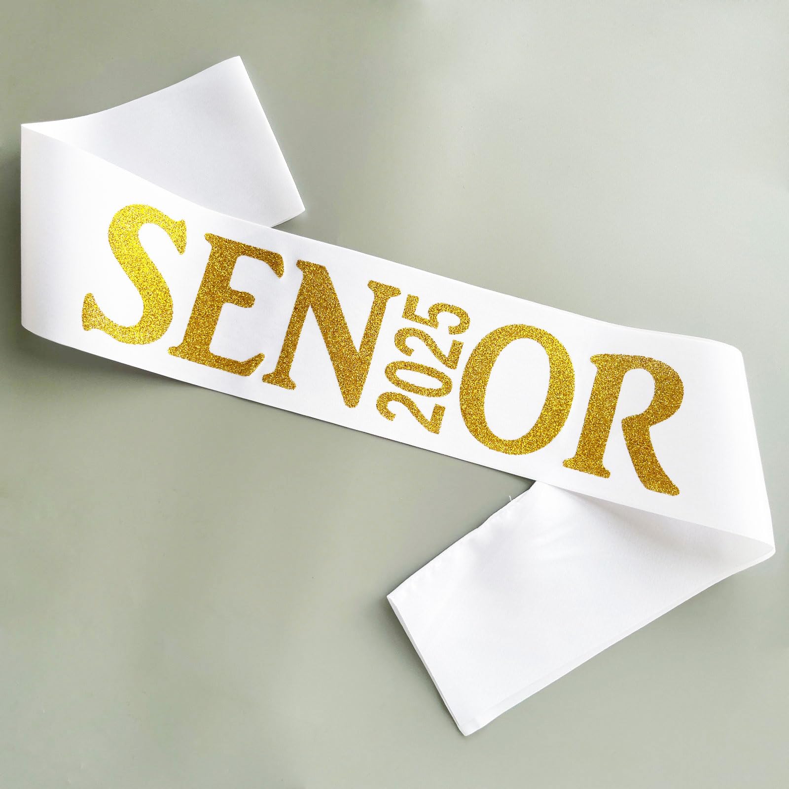 Senior Sash 2025 Gold,White Senior Cheer Sashes Class of 2025 Graduation Celebration Class Competition Sash Party Supplies 6 Pack