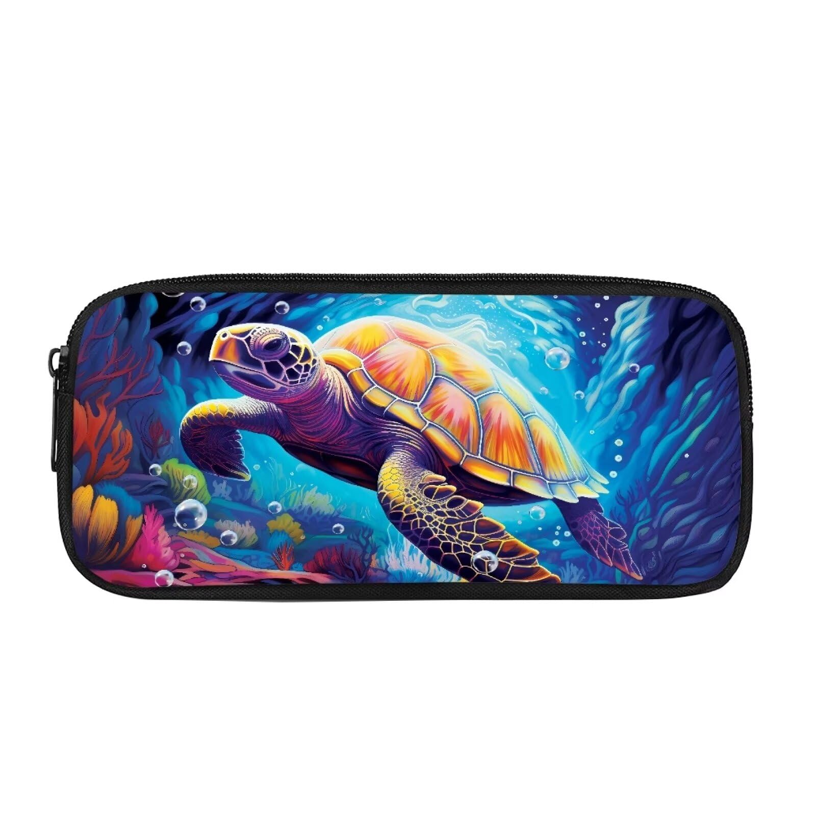 Drnuikhe Sea Turtle Large Capacity Pencil Pouch for Boys Girls, Pencil Case for Girls Teen Boys,Office Desk Soft Organizers Small Makeup Bag