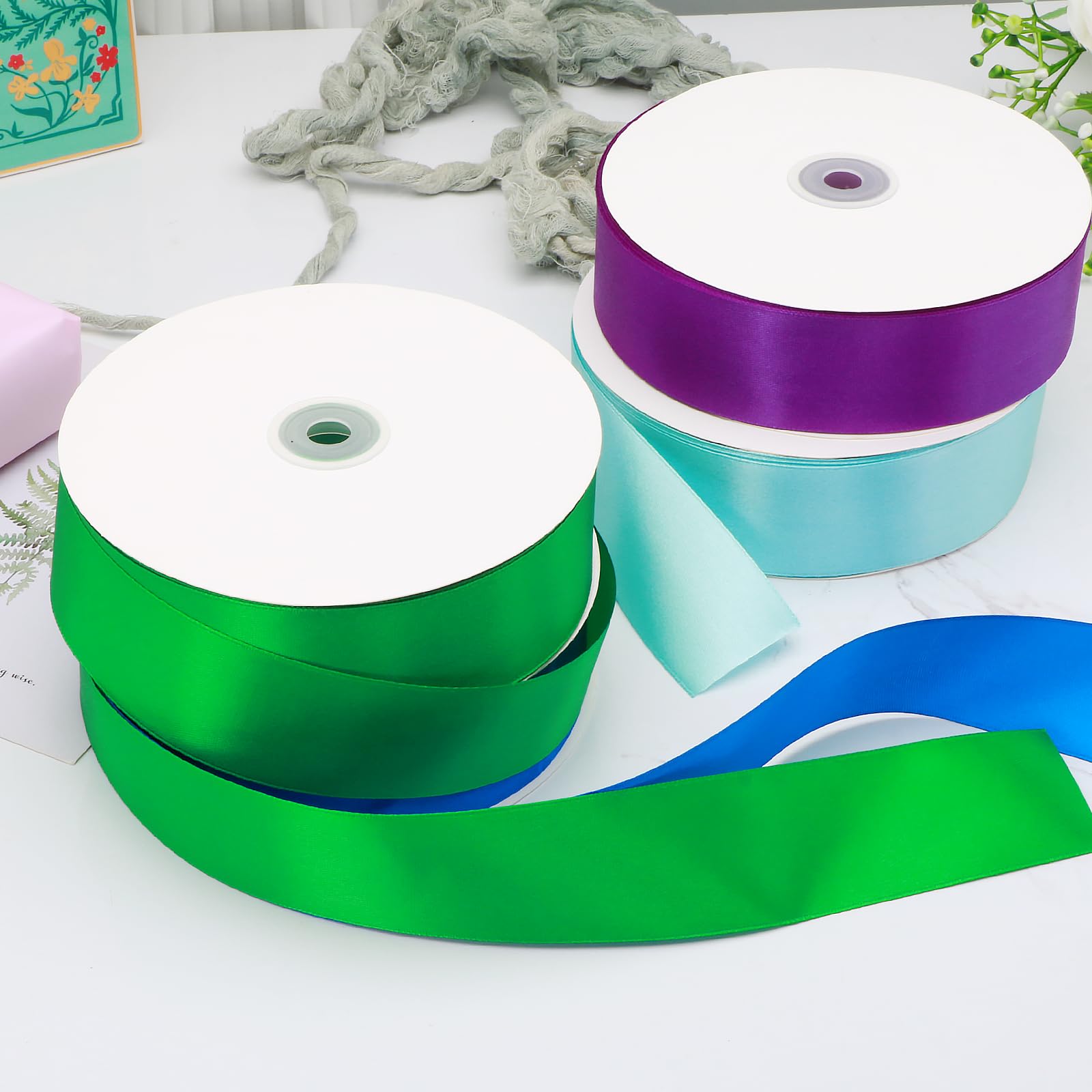 1.5 Inch x 100yds Satin Ribbon Solid Fabric Ribbons Roll for Gift Wrapping,Floral,Balloons,Craft Sewing,Valentine's Day,Wedding,Birthday Party Decoration(White)