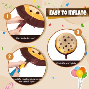 RoundFunny 12 Pcs 21 Inch Chocolate Chip Cookie Balloons Foil Party Balloons Bulk Balloons Decor for Birthday Party Baby Shower Theme Decorations Supplies (Butter Cookie)