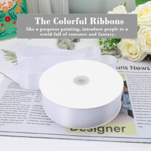 1.5 Inch x 100yds Satin Ribbon Solid Fabric Ribbons Roll for Gift Wrapping,Floral,Balloons,Craft Sewing,Valentine's Day,Wedding,Birthday Party Decoration(White)