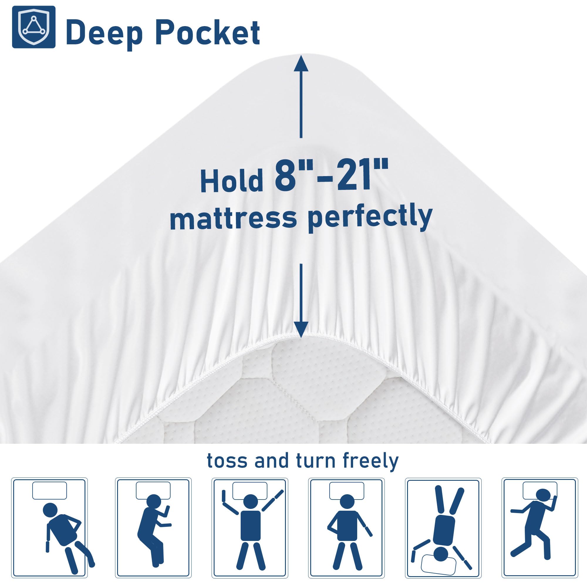 Bedluxury Queen Mattress Topper Extra Thick Pillowtop Mattress Pad Cover Cooling and Plush with 8-21 Inch Deep Pocket 3D Snow Down Alternative Fill