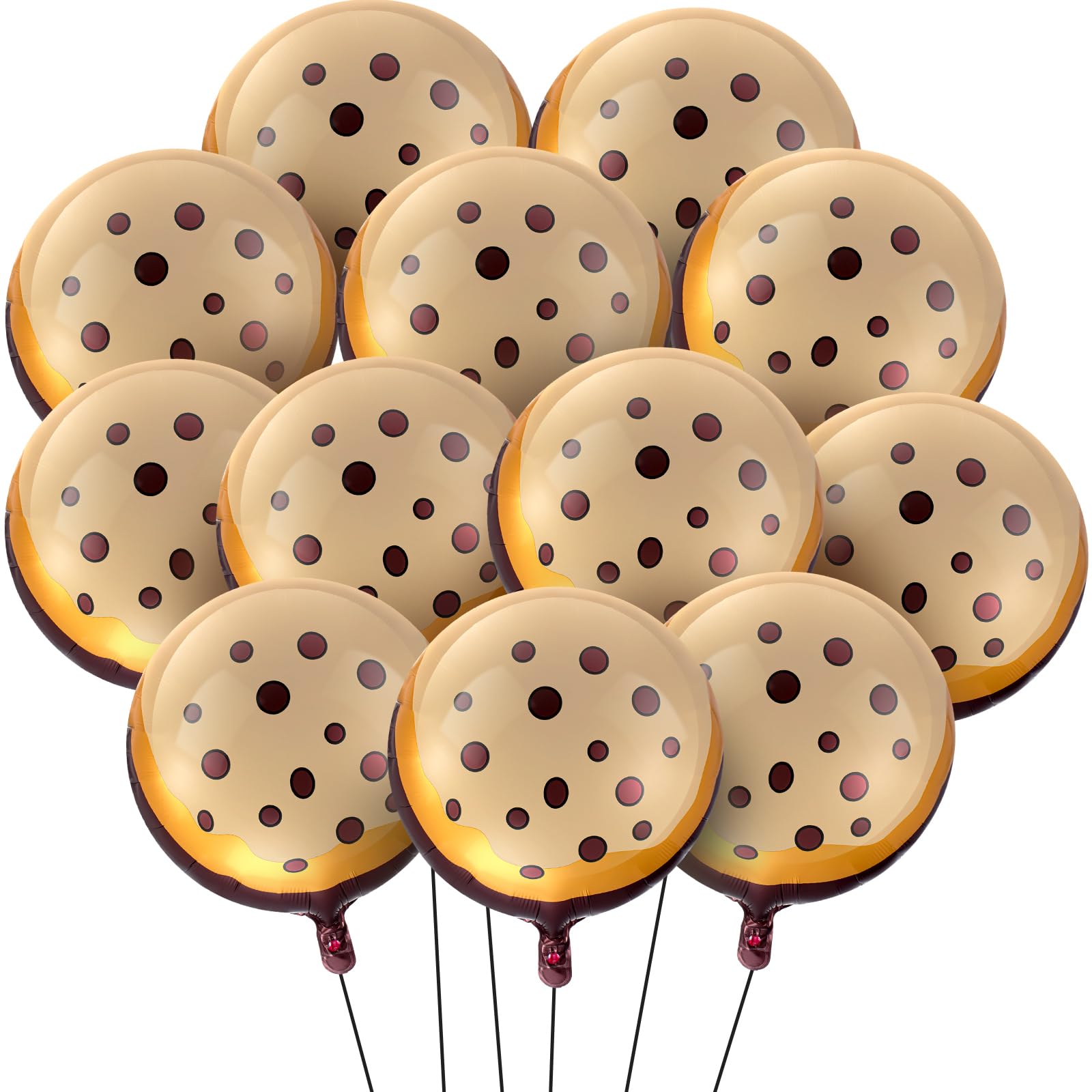 RoundFunny 12 Pcs 21 Inch Chocolate Chip Cookie Balloons Foil Party Balloons Bulk Balloons Decor for Birthday Party Baby Shower Theme Decorations Supplies (Butter Cookie)