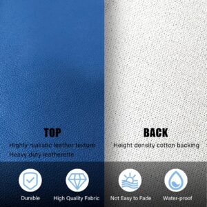 Faux Leather Fabric,54"x72" Thick Durable Synthetic Upholstery Leather Vinyl, Soft Smooth Waterproof, Durable,Replacement Renovate for Wallets, DIY Projects, Furniture, Car Seats 2 Yards-Blue