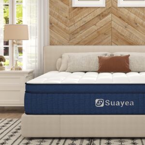 Queen Mattress 14 Inch, Queen Size Mattress in a Box, Hybrid Mattress Queen Size, Ultimate Motion Isolation with Soft Foam and Pocket Spring, Medium Firm, Edge Support