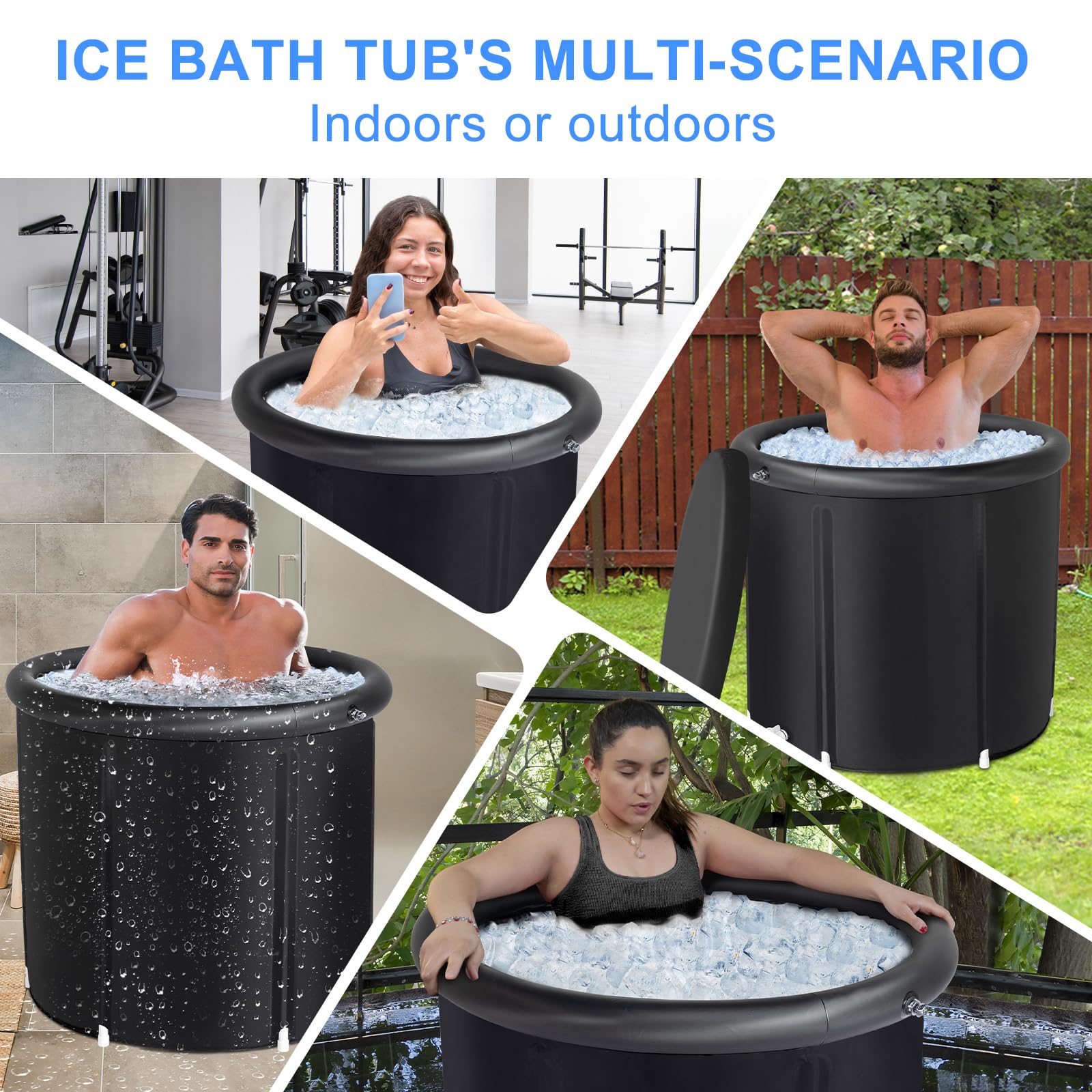 teeche Heavy Duty Ice Bath Tub for Athletes, 105 Gal Portable Cold Plunge Tub with Lid, Ideal for Recovery Therapy at Home, Gym, and Outdoor Use