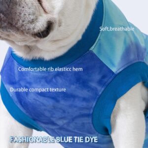 Wabdhaly Dog Zipper Recovery Suit for Male Neuter Surgery,Male Dog Recover Onesie,Dogs Abdominal Wounds Sutures Bodysuit,E-Collar & Cone Alternative Surgical Large Recovery Suit,Tie Dye Blue Small