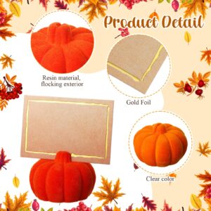 Wonderjune 12 Sets Artificial Pumpkins Harvest Fall Autumn Decoration with Card Thanksgiving Table Decor for Fall Themed Party(Orange, Brown, White)