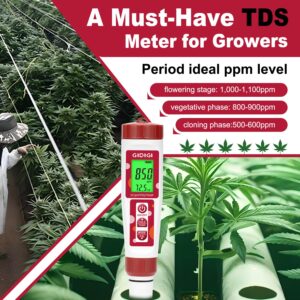 GIDIGI pH Meter,Hydroponic pH Tester, Nutrients ppm pH Meter with Backlit Display,Digital 4 in 1 TDS EC Temp pH and ppm Meter for Nutrients Water,Aquarium,Drinking Water,Tap Water,Irrigation Water