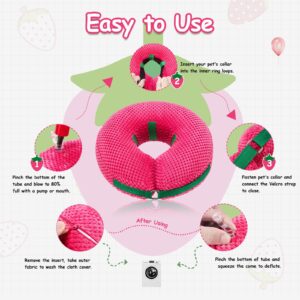 ipetstation Dog Cone Collar After Surgery,3D Massage Fabric Comfy Pillow,Dog Cone Alternative,Inflatable Dog Collars E Collar Elizabethan Collar for Dogs After Surgery (Pink, S(Neck:9”-12”))